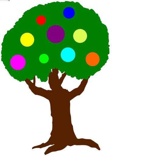 drawing tree with colorful circles