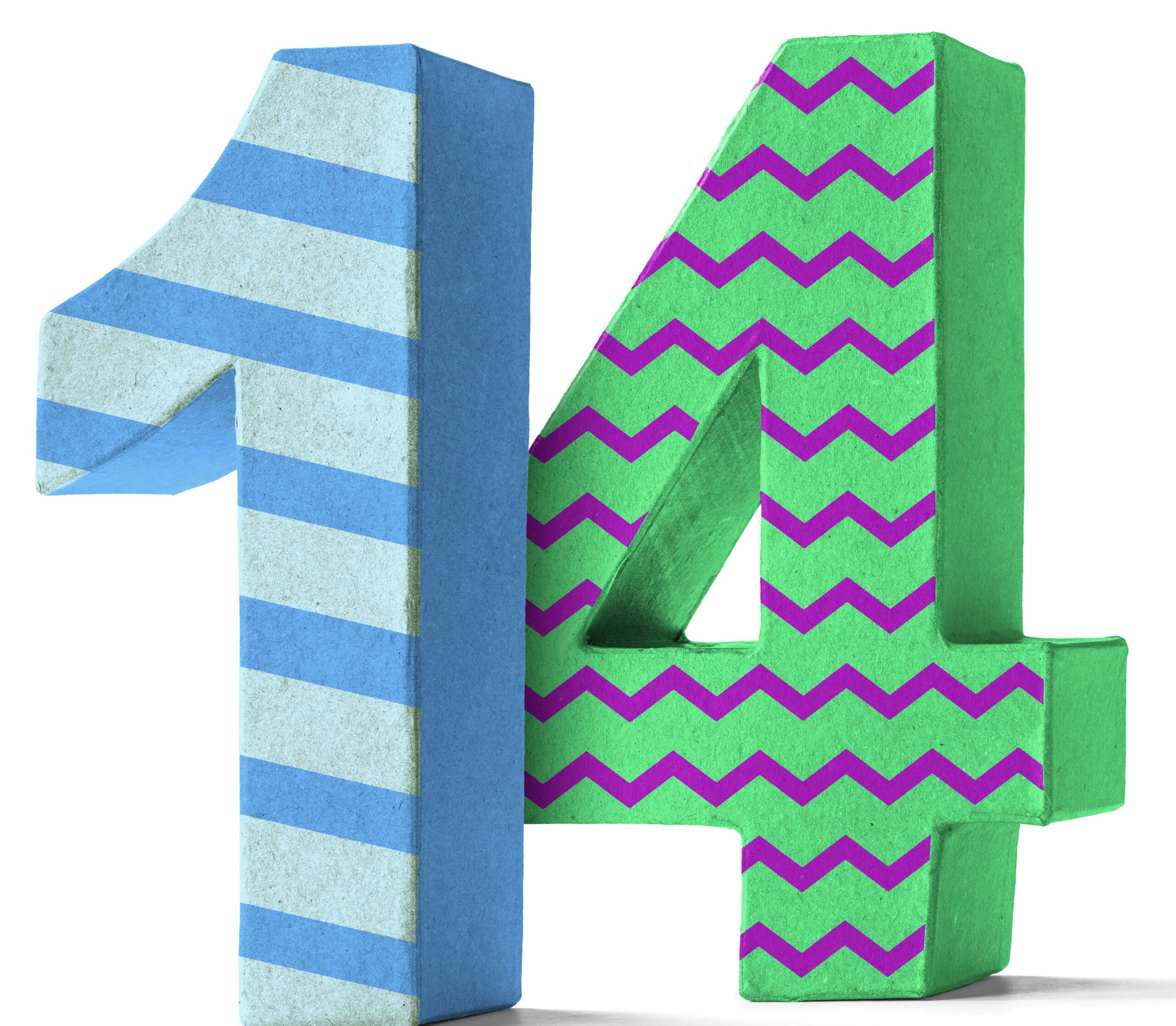 14 with blue one and green four