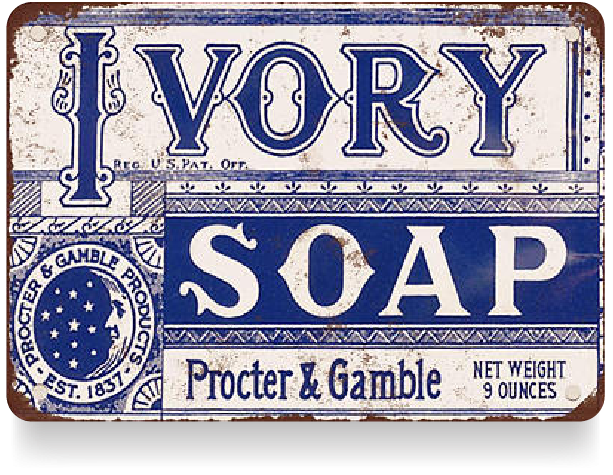 blue and white Ivory soap packaging (original)